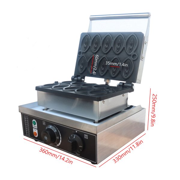Commercial 10pcs Non-Stick Abalone Shaped Waffle Baker Fast Heating Penis Female Vaginal Waffle Maker New Condition