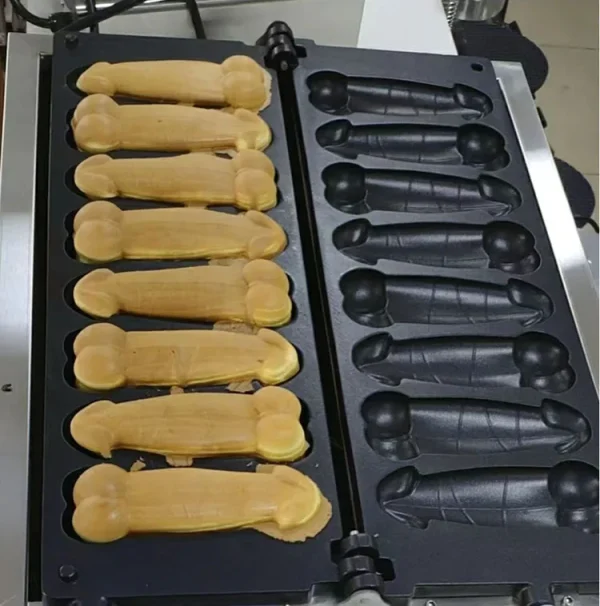 Professional 8 pcs Two-Row Stainless Steel Penile Waffle Maker Electric Gas Fashion Style Penis Shape Stuffed Waffle Machine