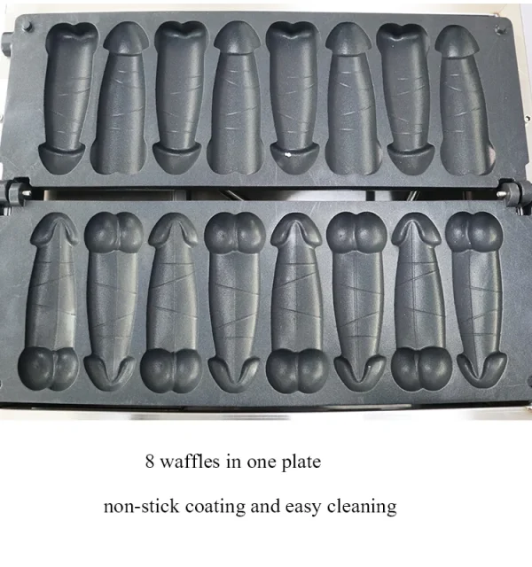 Professional 8 pcs Two-Row Stainless Steel Penile Waffle Maker Electric Gas Fashion Style Penis Shape Stuffed Waffle Machine
