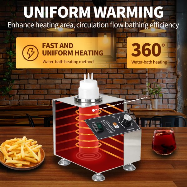 Commercial New Electric Sauce Warmer Dispenser Non-Stick Hot Cheese Chocolate Pistachio Fruit Sauce Warmer Easy to Clean