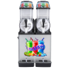 Commercial Electric 2-Tank Stainless Steel Slush Machine Automatic Frozen Drink Dispenser with 2 Flavors for Parties Hotels Use