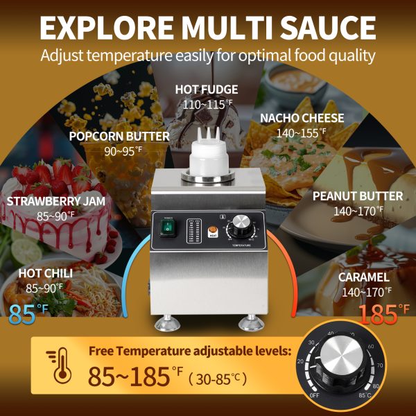 Commercial New Electric Sauce Warmer Dispenser Non-Stick Hot Cheese Chocolate Pistachio Fruit Sauce Warmer Easy to Clean