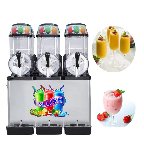 Commercial Electric 3-Tank Slush Machine Stainless Steel Vending Automatic Flavoured Space Frozen Drinks for Hotels