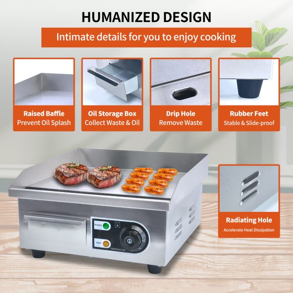 Commercial Steak Griddle Bbq Equipment Electric Non-Stick Stainless Steel Griddle for Outdoor Bbq Tabletop Grill Griddle Stand