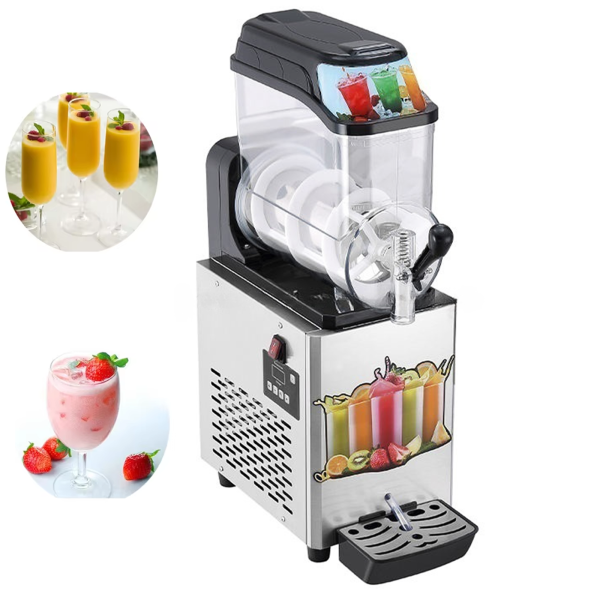 Commercial Electric 1-Tank Stainless Steel Slush Machine 12L Automatic Cold Drink Juicer for Parties and Hotels Use