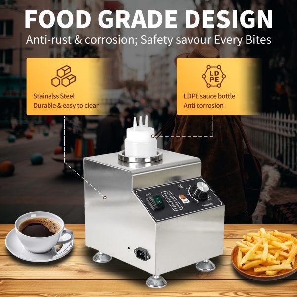 Commercial New Electric Sauce Warmer Dispenser Non-Stick Hot Cheese Chocolate Pistachio Fruit Sauce Warmer Easy to Clean