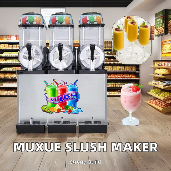 Commercial Electric 3-Tank Slush Machine Stainless Steel Vending Automatic Flavoured Space Frozen Drinks for Hotels