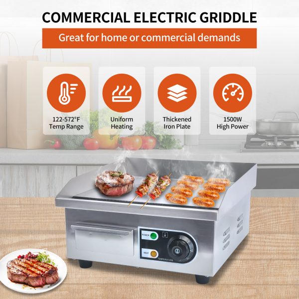 Commercial Steak Griddle Bbq Equipment Electric Non-Stick Stainless Steel Griddle for Outdoor Bbq Tabletop Grill Griddle Stand