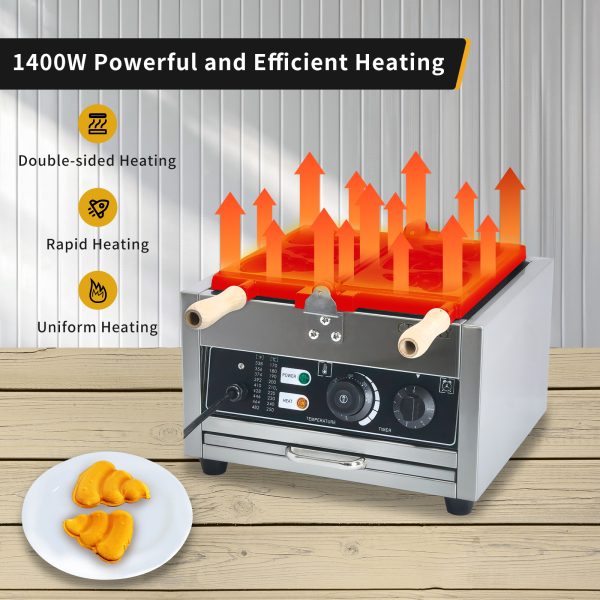 CPVKRY Newly Designed Poop Shaped Waffle Maker Stainless Steel Pancake Top of the Line Double Flip Rotating Waffle Maker