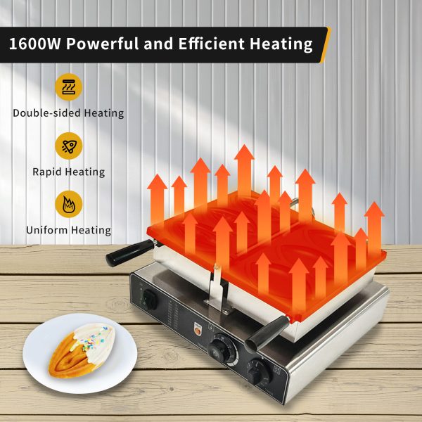 Commercial Stainless Steel Halloween Waffle Maker/Snack Machine 3 Non-Stick Teflon Coating Molds Adjustable Temperature