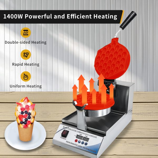 Professional Hong Kong Egg Waffle Maker Commercial Intelligent Digital Non-Stick Stainless Steel Snack Machine New for Hotels