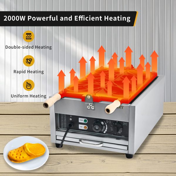 Commercial 2-Slice Stainless Steel Square Waffle Maker Non-Stick Industrial Belgian Design 110V Temperature Time Control Snack