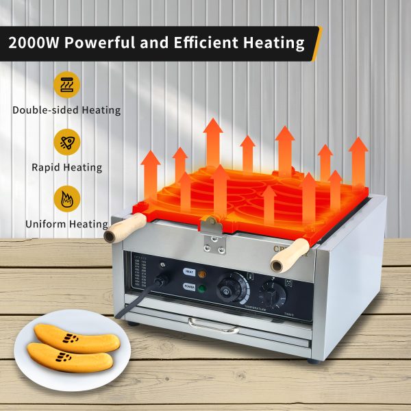 Commercial 110/220V Banana Shaped Smiling Face Waffle Maker Non-Stick for Restaurants Kitchen Snack