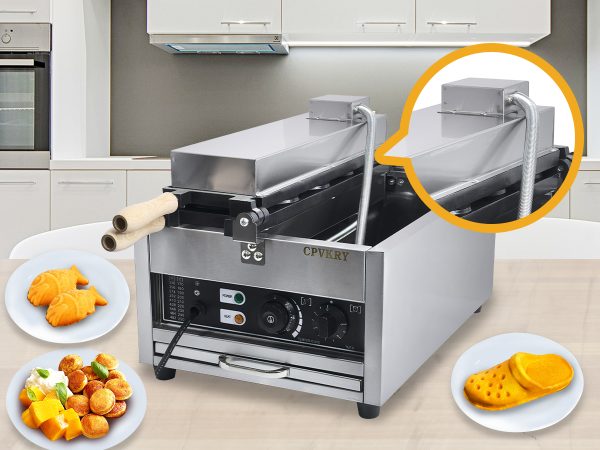 Commercial 2-Slice Stainless Steel Square Waffle Maker Non-Stick Industrial Belgian Design 110V Temperature Time Control Snack