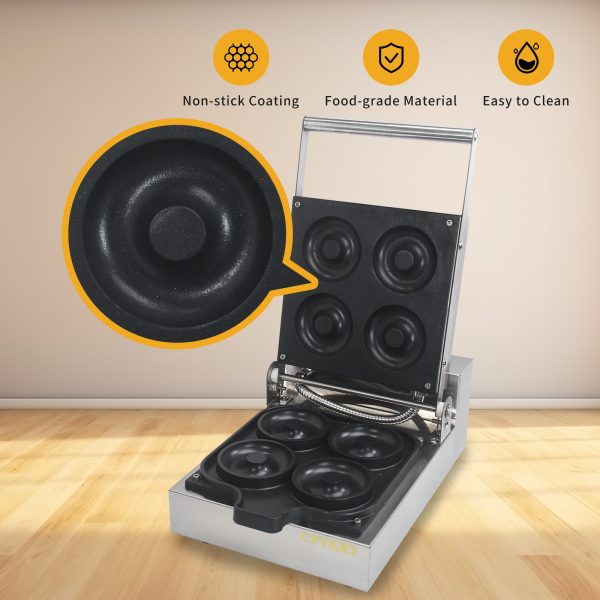 Commercial Double-Sided Heating Stainless Doughnut Maker Professional Kitchen Non-Stick Snack Machine Temperature Control New