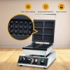 Household Hotel Use Stainless Steel Electric 6-Slice Double-Sided Waffle Maker Temperature Time Control Easy Operate for Snacks