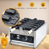 110V Commercial Stainless Steel Taiyaki Fish Waffle Maker New 50-300℃/122-572℉ Adjustable Temperature for Ice Cream Waffles
