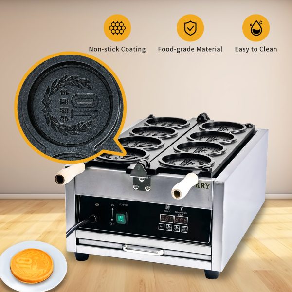110/220V Customizable CPVKRY Electric Rotary Waffle Maker Non-Stick Stainless Steel 10 Yen Cheese Gold Coin Peso Shape Household