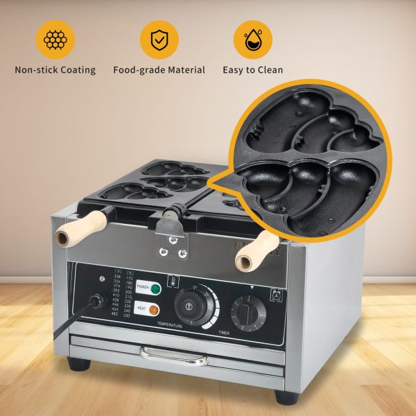 CPVKRY Newly Designed Poop Shaped Waffle Maker Stainless Steel Pancake Top of the Line Double Flip Rotating Waffle Maker