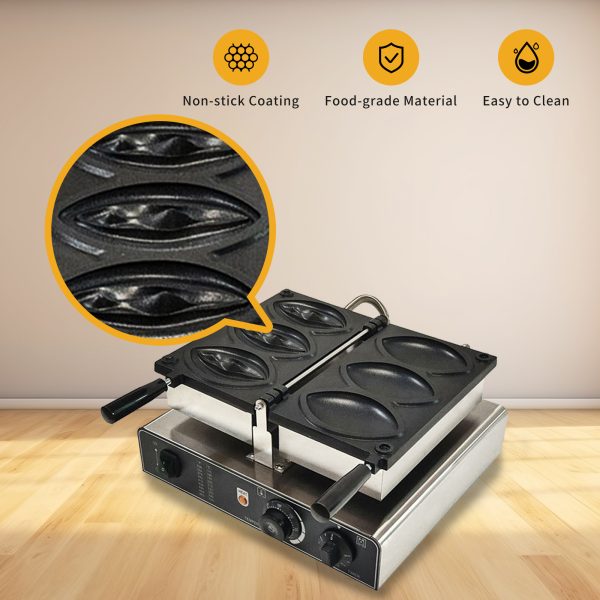 Commercial Stainless Steel Halloween Waffle Maker/Snack Machine 3 Non-Stick Teflon Coating Molds Adjustable Temperature