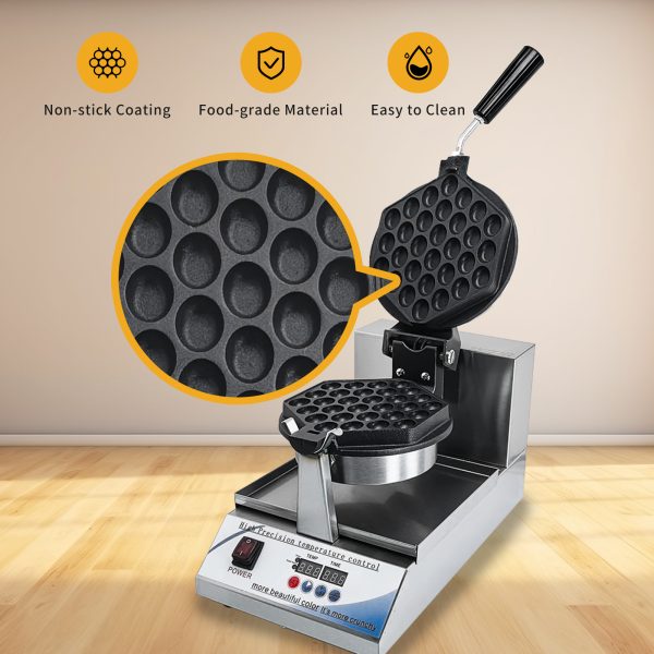 Professional Hong Kong Egg Waffle Maker Commercial Intelligent Digital Non-Stick Stainless Steel Snack Machine New for Hotels
