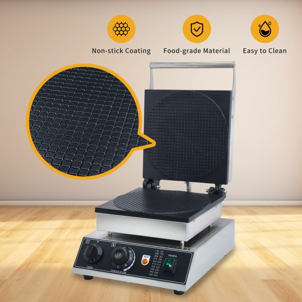Commercial Electric Stainless Steel Waffle Cone Maker Restaurant Home Kitchen Bakeries Snack Bar Use for Ice Cream Cones Bowls