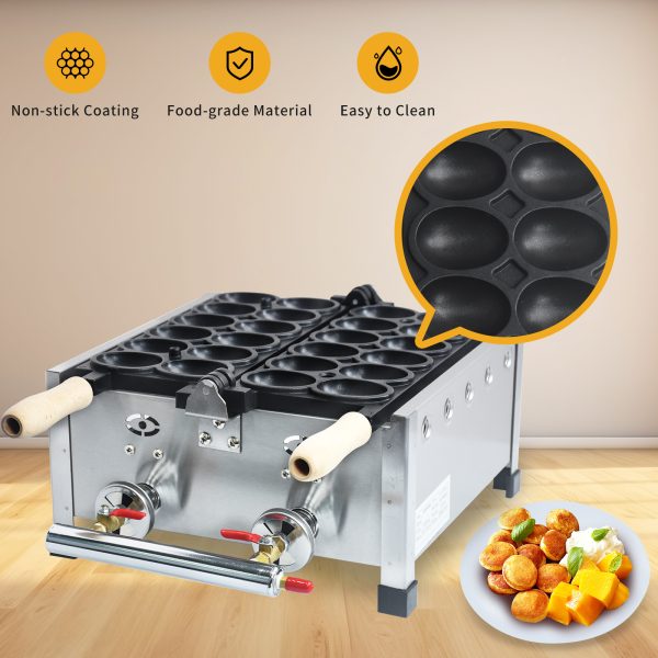 Professional Commercial Stainless Steel Smiling Egg Iron Machine Non-Stick Easy Operate Gas Waffle Maker for Snack Bar New