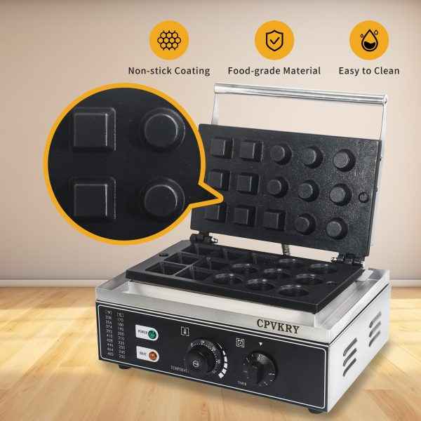 Commercial 1550W Custom Designed Stainless Steel Non-Stick Waffle Maker 110V/220V New Condition