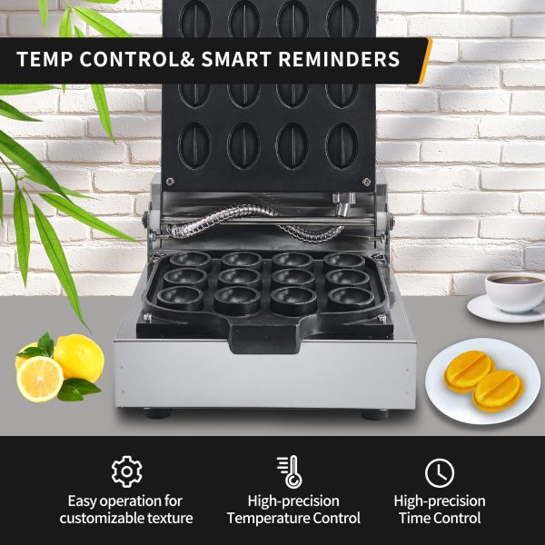 Commercial New Coffee bean Waffle Maker Large 1300 Watt Stainless Steel Waffle Machine Electric for Sale