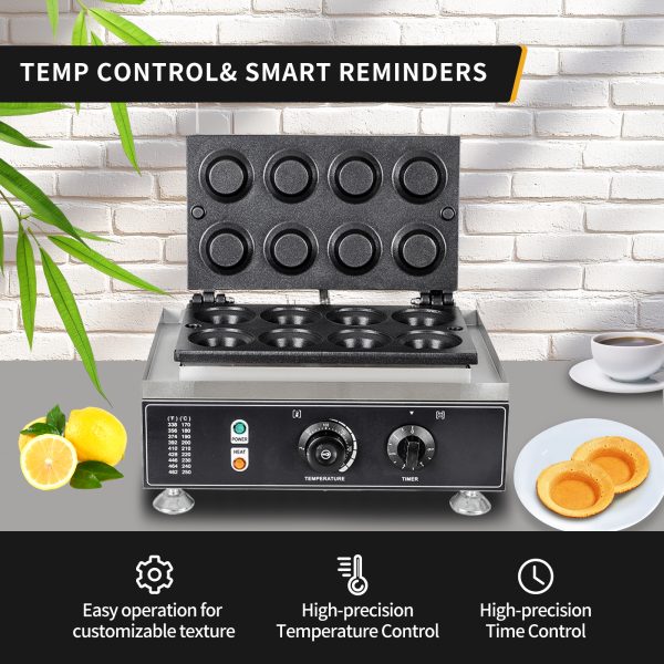 1550w Commercial Electric Cooking Pie Machine Mini Egg Tart Shell Pie Crust Pressing Machine Nonstick 8pcs Egg Tart Machine