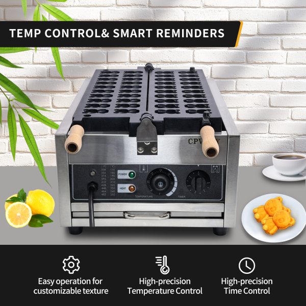 2000w Electric Panda Shaped Cake Custom Mold Waffle Maker 20pcs Cute Bear Cake Baking Tray Waffle Maker