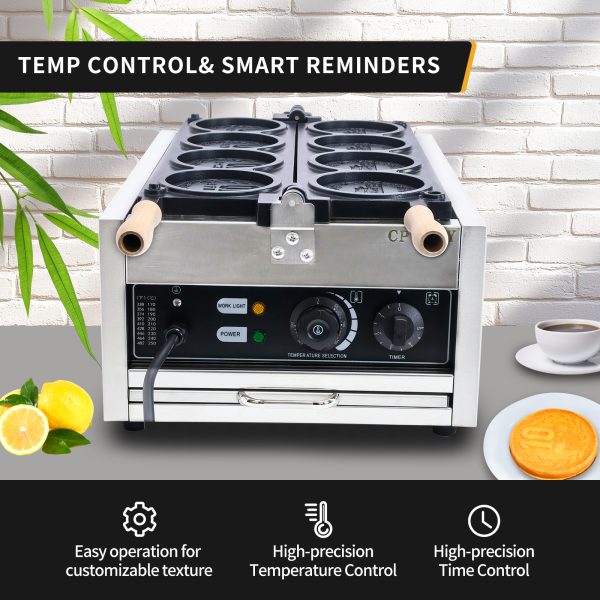 110/220V Customizable CPVKRY Electric Rotary Waffle Maker Non-Stick Stainless Steel 10 Yen Cheese Gold Coin Peso Shape Household