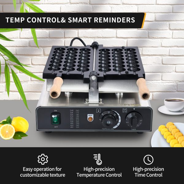 Commercial Double-Heating Stainless Steel Bubble Waffle Stick Maker 3-Grid Nonstick Electric Waffle Snack Machine Condition New