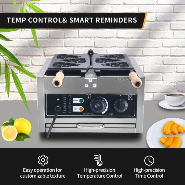 CPVKRY Newly Designed Poop Shaped Waffle Maker Stainless Steel Pancake Top of the Line Double Flip Rotating Waffle Maker