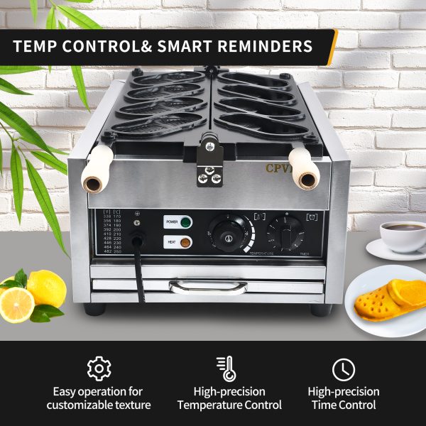 Commercial 2-Slice Stainless Steel Square Waffle Maker Non-Stick Industrial Belgian Design 110V Temperature Time Control Snack