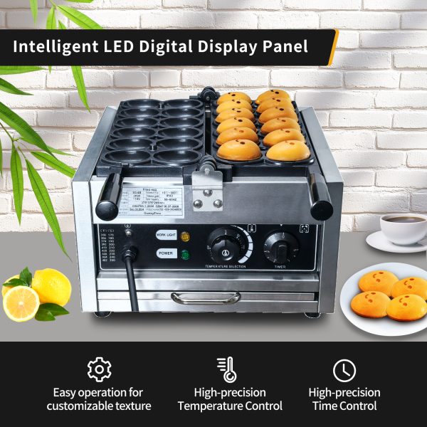Commercial 2000W Ball Shaped Fill Cheese Waffle Egg-Shaped Smiling Egg Face Waffle Maker with Non-Stick Snack Machine