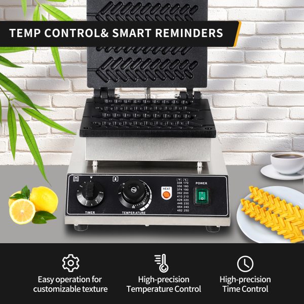 Commercial Stick Waffle Maker Christmas Tree-Shaped Molds 4 Stainless Steel Bakers Non-Stick Teflon Coating Snack Machines