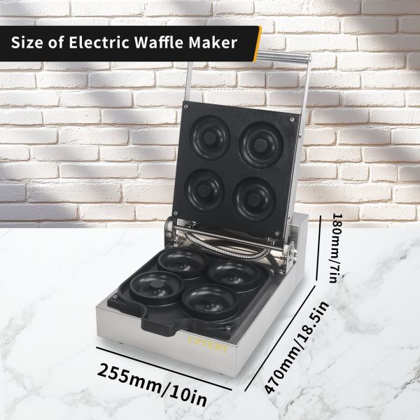 Commercial Double-Sided Heating Stainless Doughnut Maker Professional Kitchen Non-Stick Snack Machine Temperature Control New