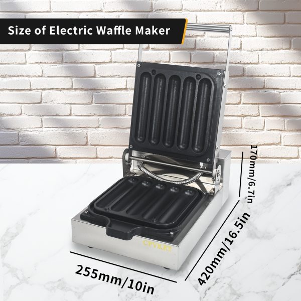 Commercial 110v/220v Hotdog Waffle Maker Machine New 5 Slice Non-Stick Stainless Steel Lolly Stick Waffle Maker
