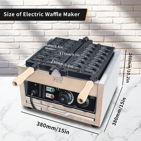 Commercial Stainless Steel Taiyaki Waffle Machine Fish Shape Double Waffle Maker for Restaurants Dutch Leisure Electric for Sale