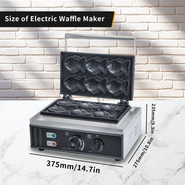 Electric Taiyaki Fish-Shaped Waffle Iron Stainless Steel High-precision Tempe Control Christmas Waffle Maker Snack Machine