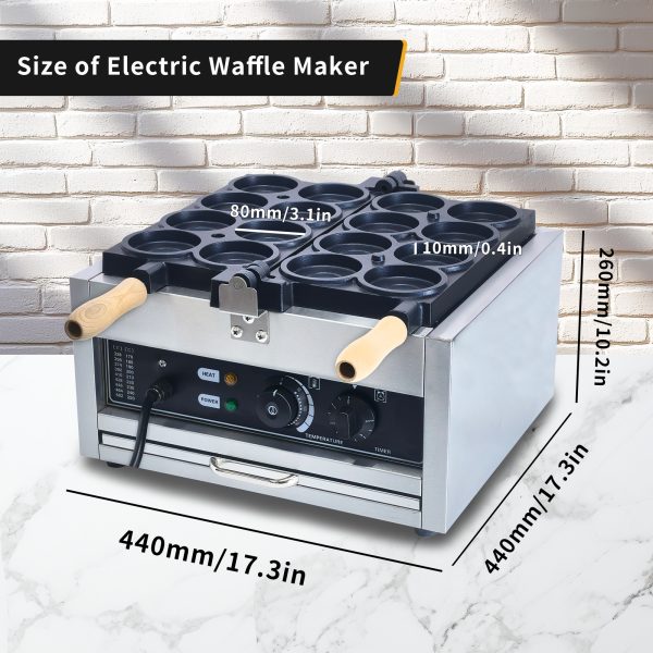 Professional High Quality Electric French Crepes Waffle Maker Taiwan Province Red Bean Cake Wheel Snack Machine New Condition