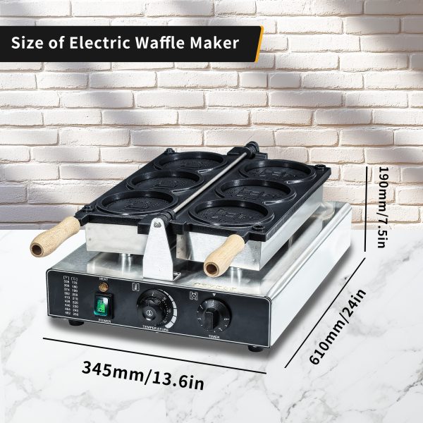 2000w Professional Commercial Electric Custom Korean Cheese Gold Coin Shape Waffle Maker Machine