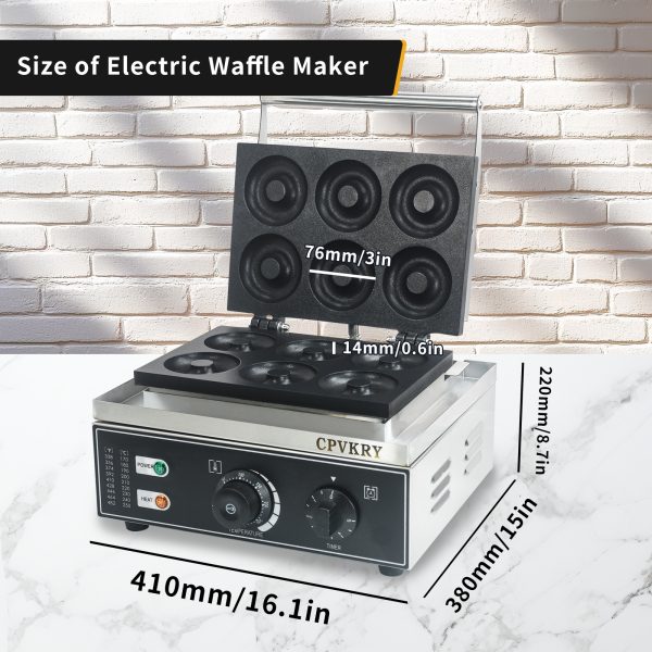 Belgium 6-Hole Double-Sided Mini Doughnut Machine New Home Bakery Nonstick Heating Donut Maker