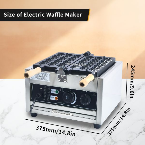 Commercial 1500W Electric 3-Grid Bubble Waffle Maker Non-Stick Stainless Steel with round Ball String New Condition