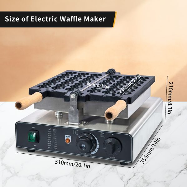 Commercial Double-Heating Stainless Steel Bubble Waffle Stick Maker 3-Grid Nonstick Electric Waffle Snack Machine Condition New