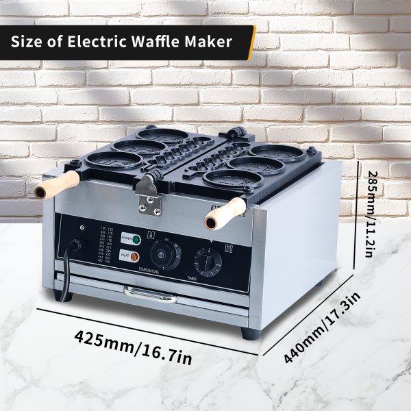 Commercial 10 Yen Coin Operated 1550W 2-in-1 Stainless Steel Waffle Maker Adjustable Temper New Snack Machine for Waffle Sticks