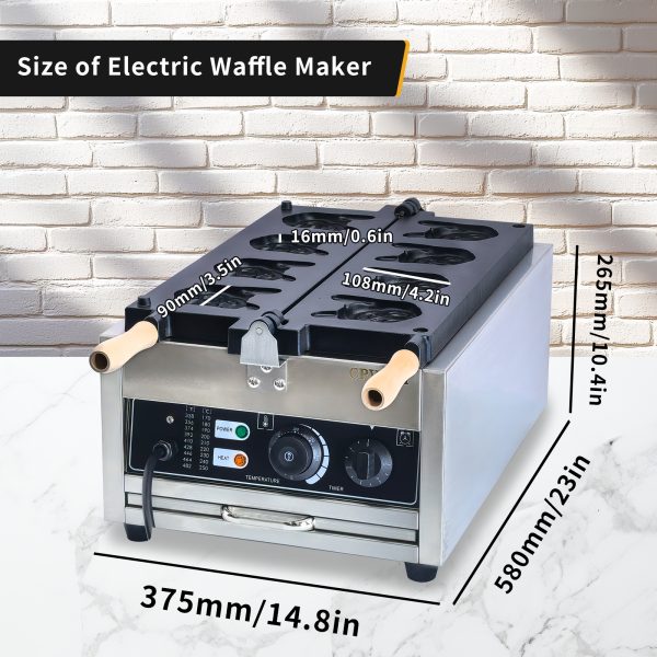 Electric 220V Dog Head Shaped Waffle Maker French Bulldog Shaped Tray Burner New for Kids & Adults Breakfast