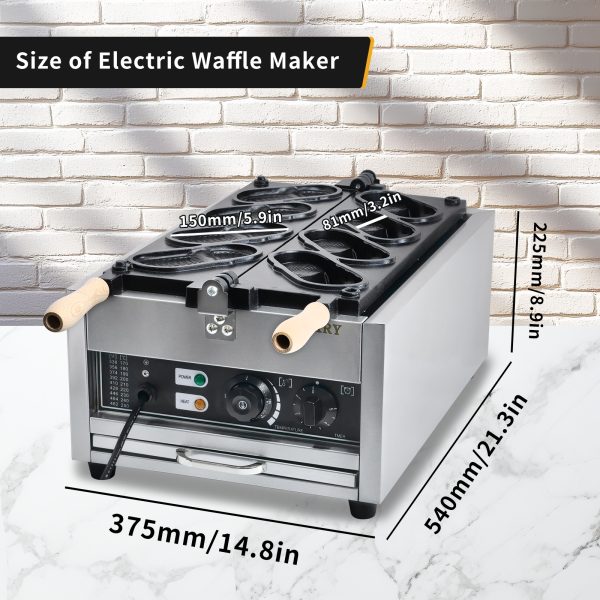 Commercial 2-Slice Stainless Steel Square Waffle Maker Non-Stick Industrial Belgian Design 110V Temperature Time Control Snack
