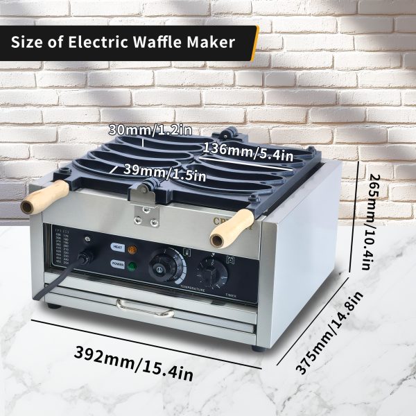 Commercial 110/220V Banana Shaped Smiling Face Waffle Maker Non-Stick for Restaurants Kitchen Snack